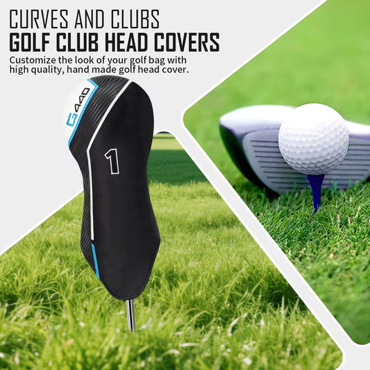 "G440 Sport" Tech Series Golf Headcover – Carbon Fiber Style with Cyan Accents (Driver, Fairway, or Hybrid)