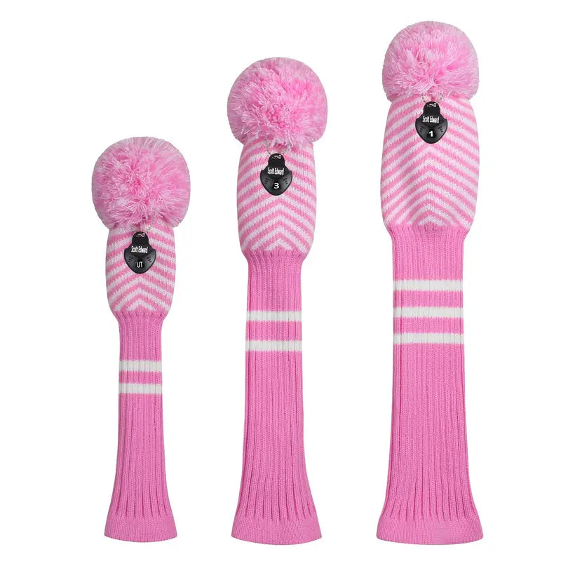3 pcs Pink twill head covers