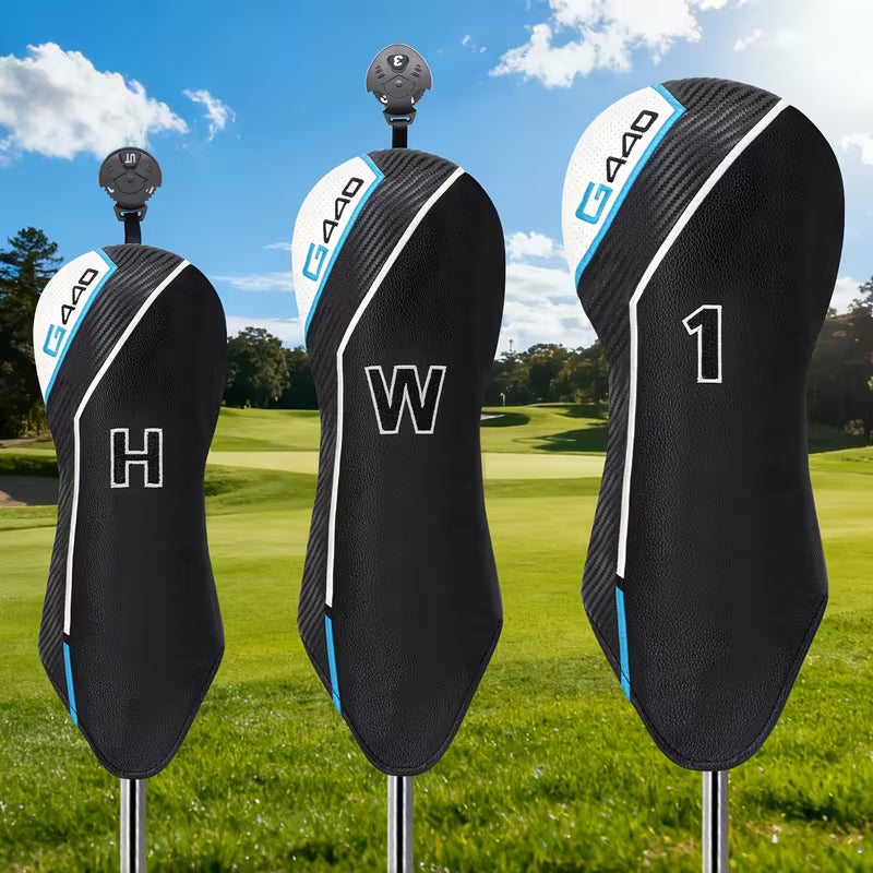 "G440 Sport" Tech Series Golf Headcover – Carbon Fiber Style with Cyan Accents (Driver, Fairway, or Hybrid)