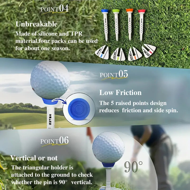 HUAEN Premium Adjustable Plastic Golf Tees 8pcs
