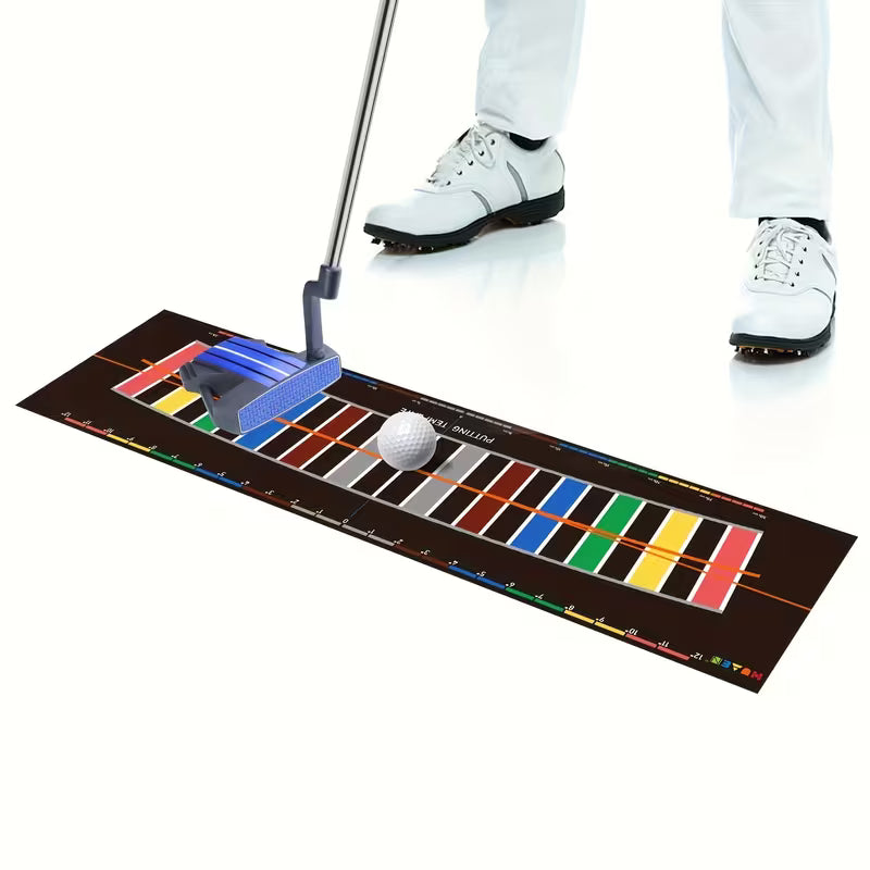 Pro Golf Putting Alignment Mat – Visual Stroke Trainer with Arc Path & Distance Control (80cm x 20cm)