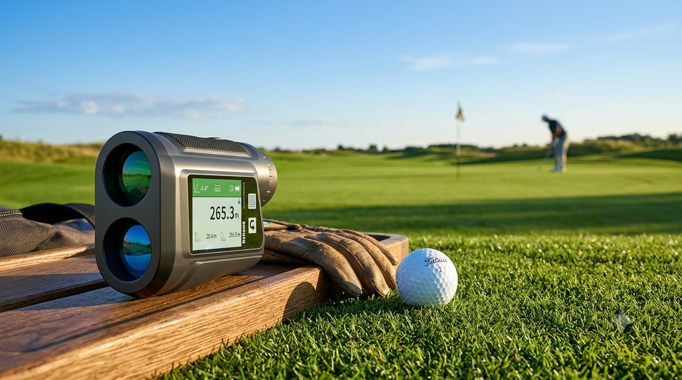 Golf rangefinder on a golf course in Tenerife, Golf Box TFS precision laser rangefinder