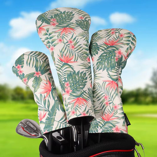 "Tropical Paradise" Golf Headcover – Soft Printed PU Leather with Floral Pattern (Driver, Fairway & Hybrid)