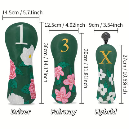 Green Peony Golf Headcover – Premium Floral Embroidered PU Leather (Fits TaylorMade, Callaway, Titleist & More)