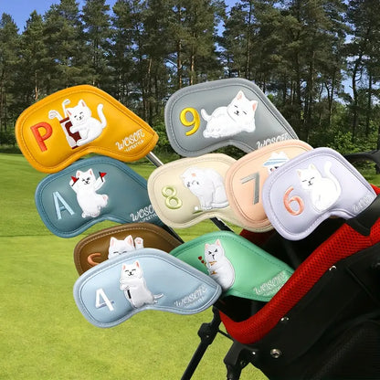 9pcs Cute Plush Cat Golf Iron Head Cover,