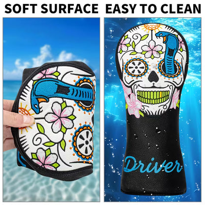 Bunte Schädel Golfschlägerkopfabdeckung