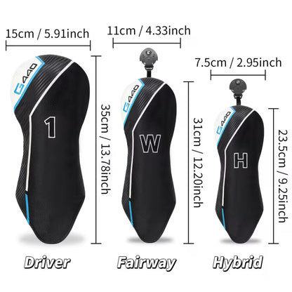 "G440 Sport" Tech Series Golf Headcover – Carbon Fiber Style with Cyan Accents (Driver, Fairway, or Hybrid)
