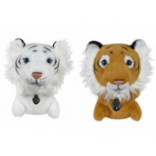 Animal Plush Hybrid Golf Club Head Cover – Orange Tiger & White Tiger Designs